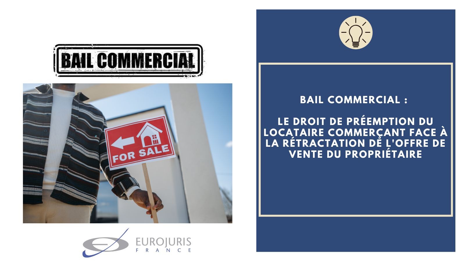 bail commercial et droit préemption locataire rétractation offre vente propriétaire