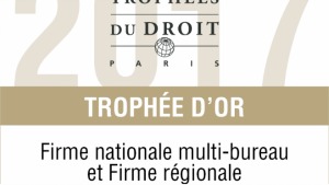 Le cabinet Cornet Vincent Ségurel reçoit le Trophée d'or Firme nationale multi-bureau et Firme régionale & le Trophée d'argent Droit de la distribution
